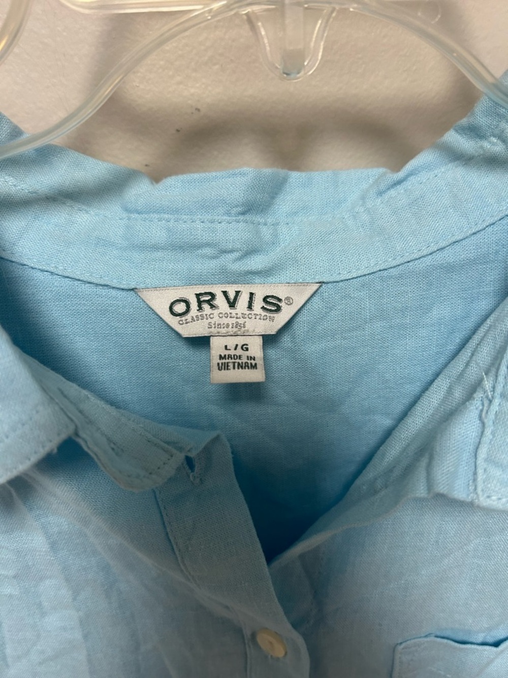 Orvis Blue Linen Blend Button Front Top Women’s Large Lightweight Shirt - Picture 3 of 6
